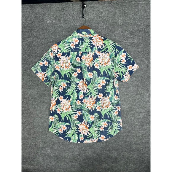 Chubbies Mens Short Sleeve Hawaiian‎ Floral Shirt Navy Orange Green Size Small - Picture 2 of 14